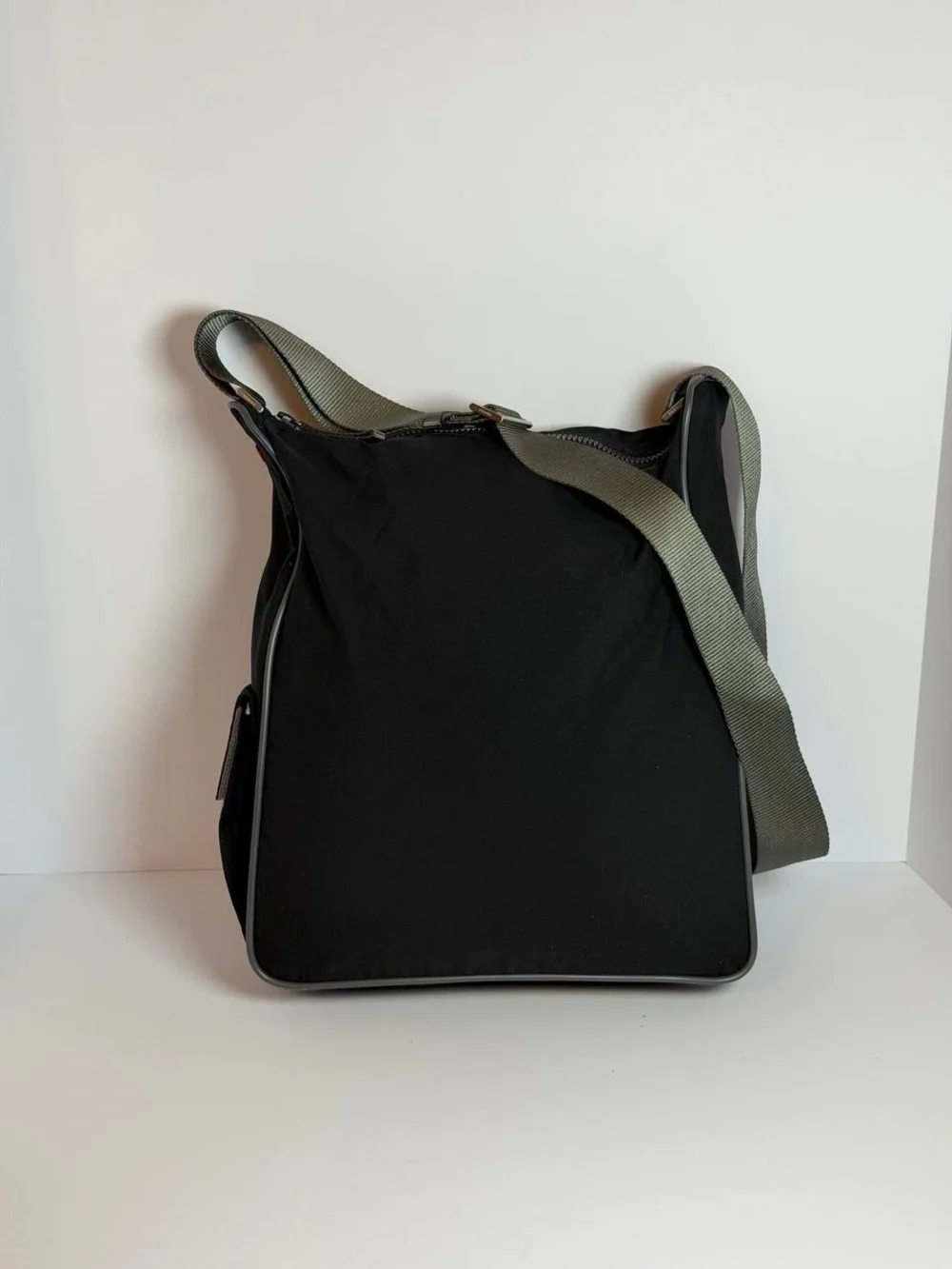 Prada Linea Rossa Sport Black Nylon Messenger Bag 2000s